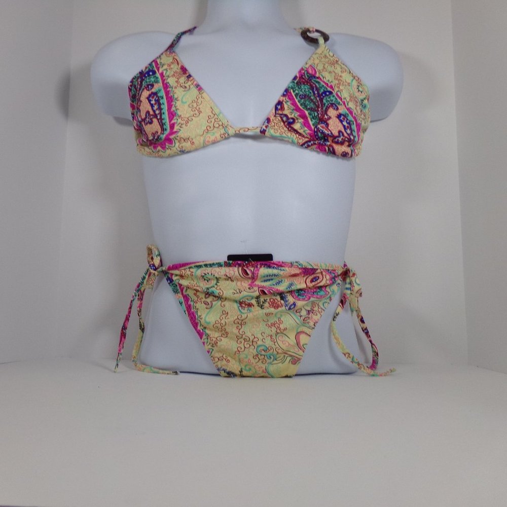 NWT Euro Swim-Wear Yellow Flower Print Bikini Lg